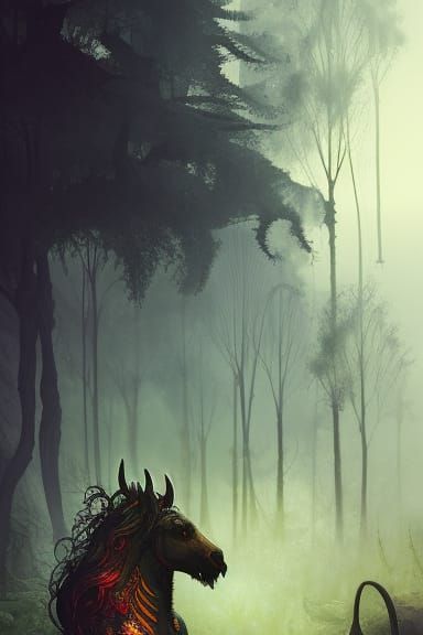 Hell Horse in the Garden of Death: Dark Fantasy