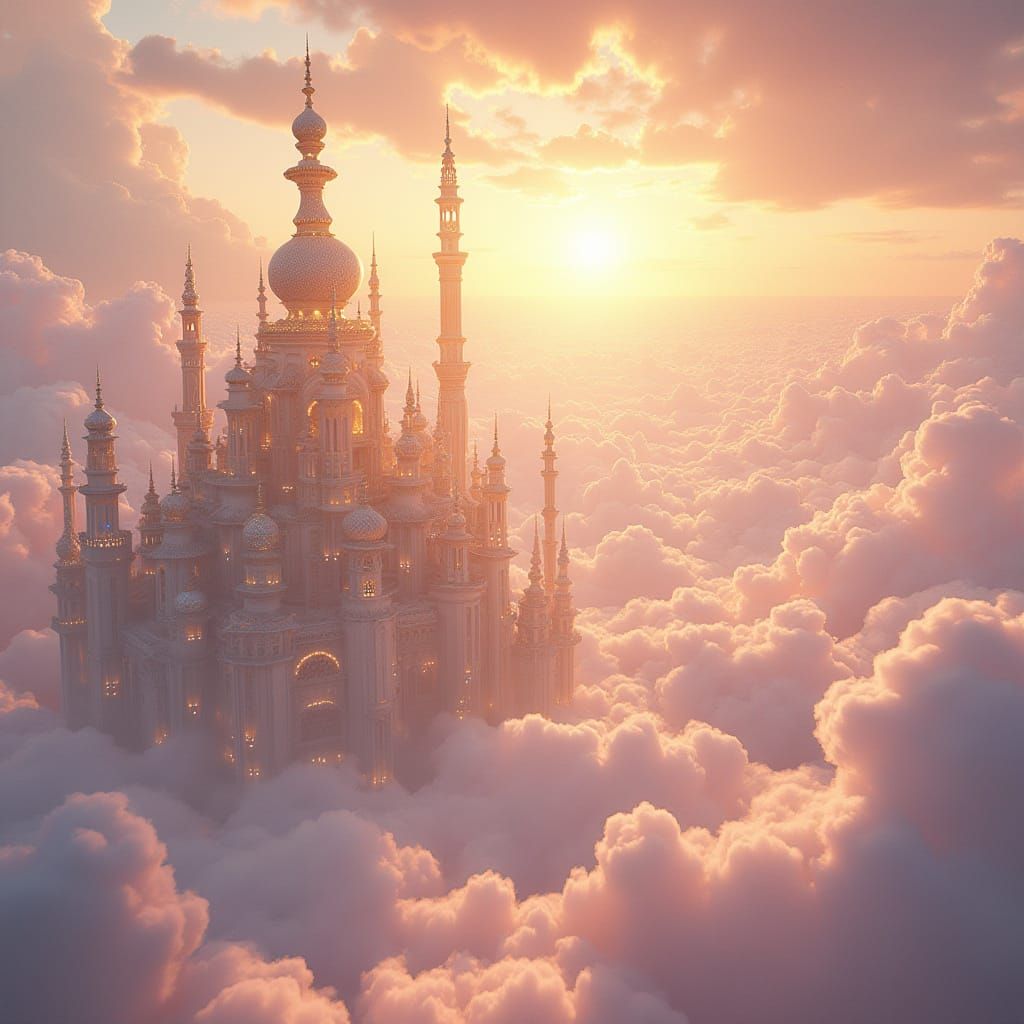 Ethereal Kingdom of Heaven in Vibrant, Whimsical Style