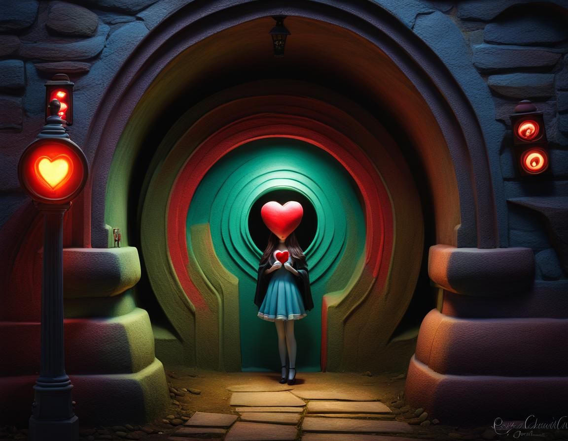 Magic Portal with Goth Girl: German Fairytale Art