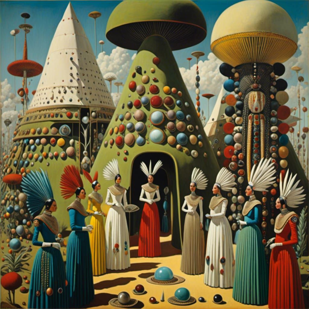 Vintage Native American Artifacts Illustration with Holograp...