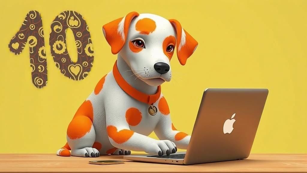 Humanized Spotted Dog Web Designer at Laptop