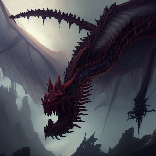 Skeleton Dragon: Dark Fantasy Concept Art