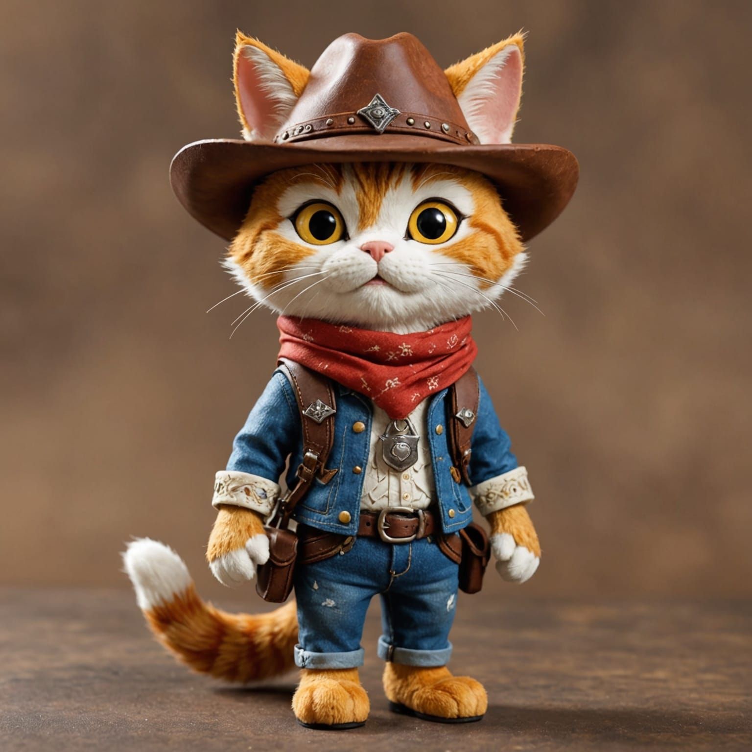 Disney-Style Cat Cowboy in Wheat Field, 3D Anime