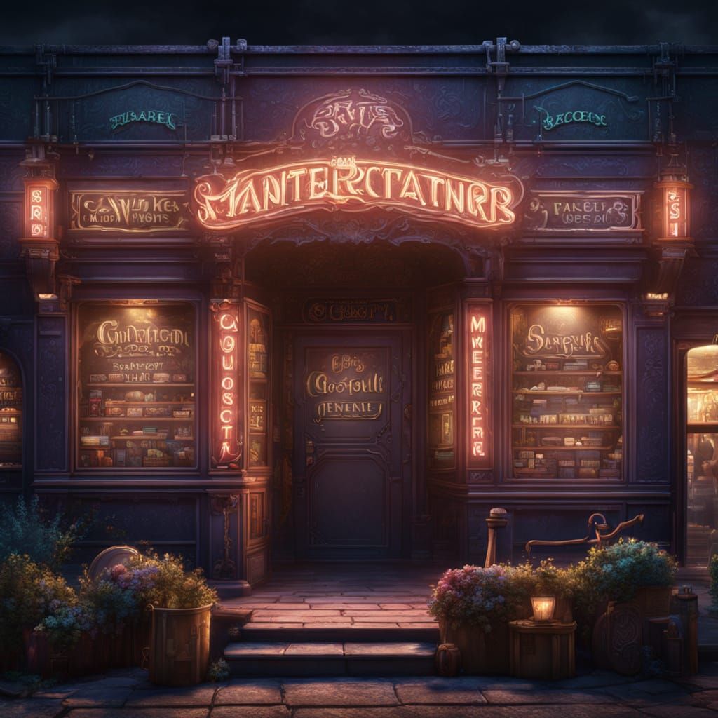 Fantastical Marquee Sign with Glowing Elements