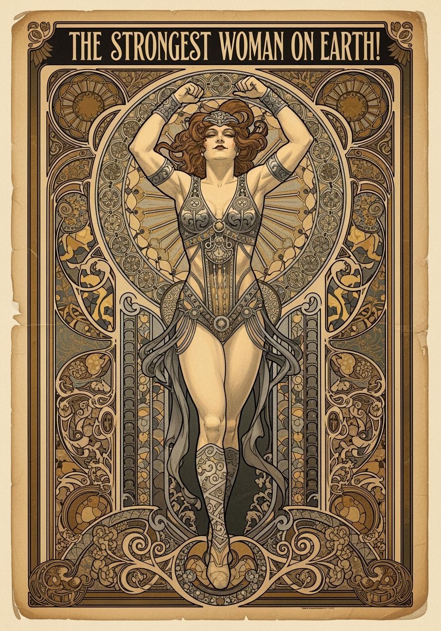 Vintage Circus Poster: The Strongest Woman