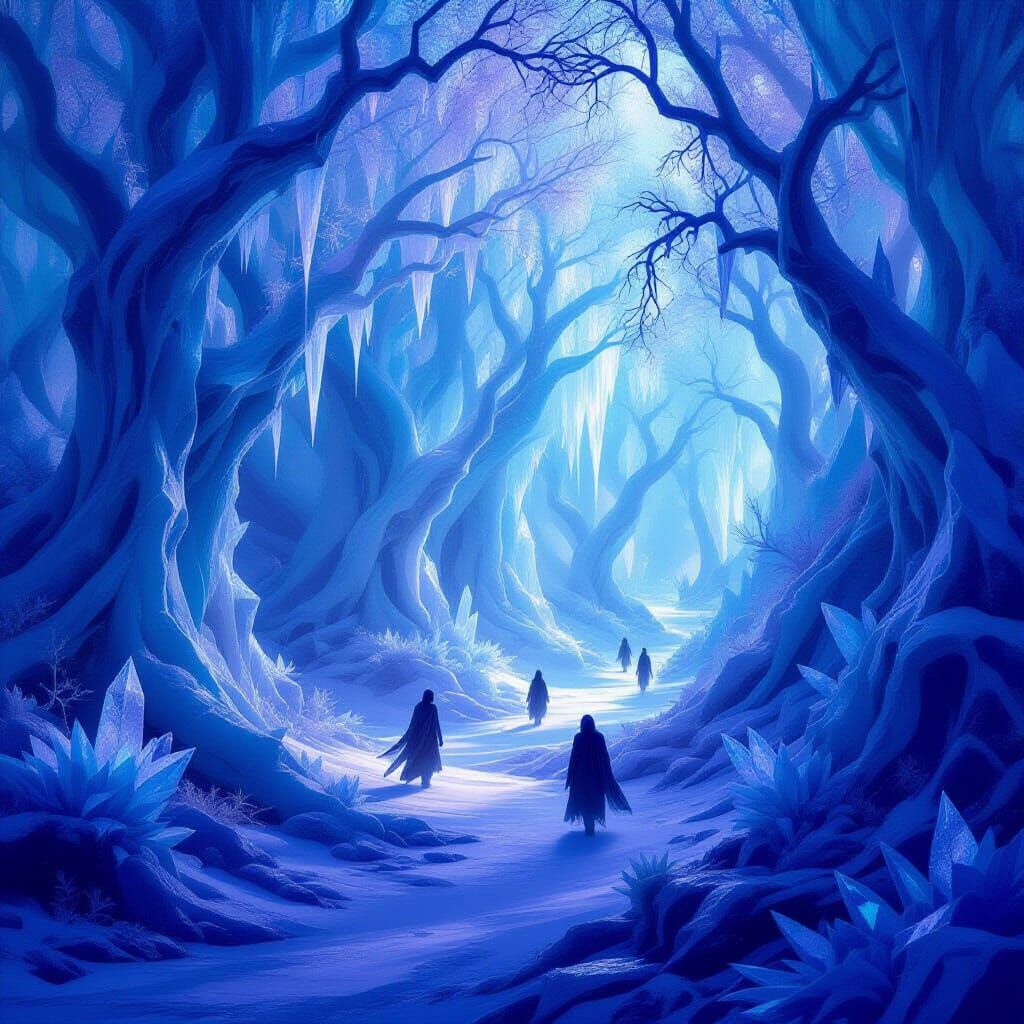 Ethereal Crystal Forest with Light Creatures in Digital Art ...