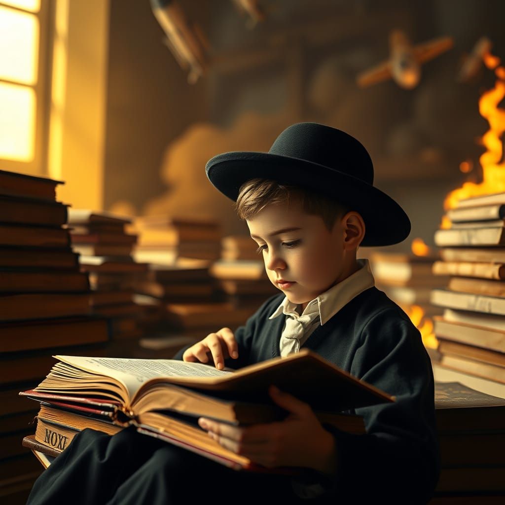 Jewish Boy Studies Torah in Surreal Dystopian Setting