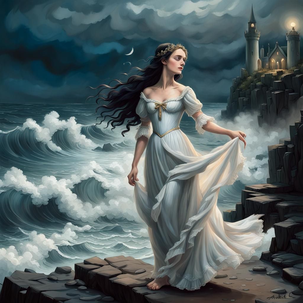 Annabel Lee in Seaside Kingdom: Classic Illustration