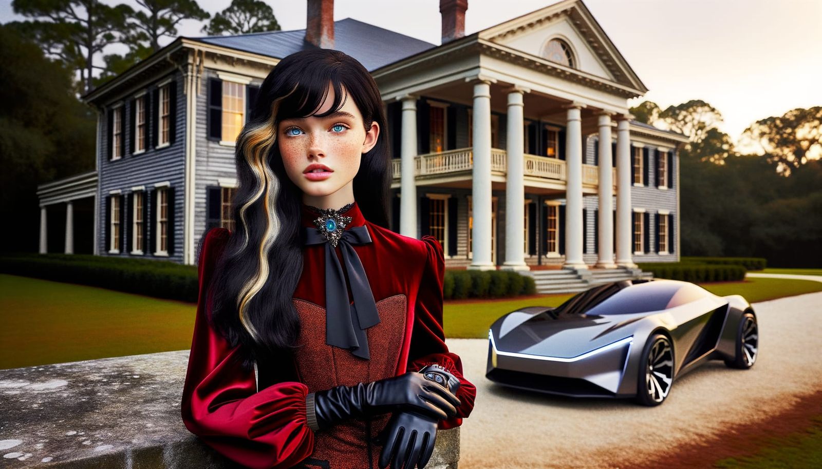 Beautiful but Dangerous Girl with Futuristic Car