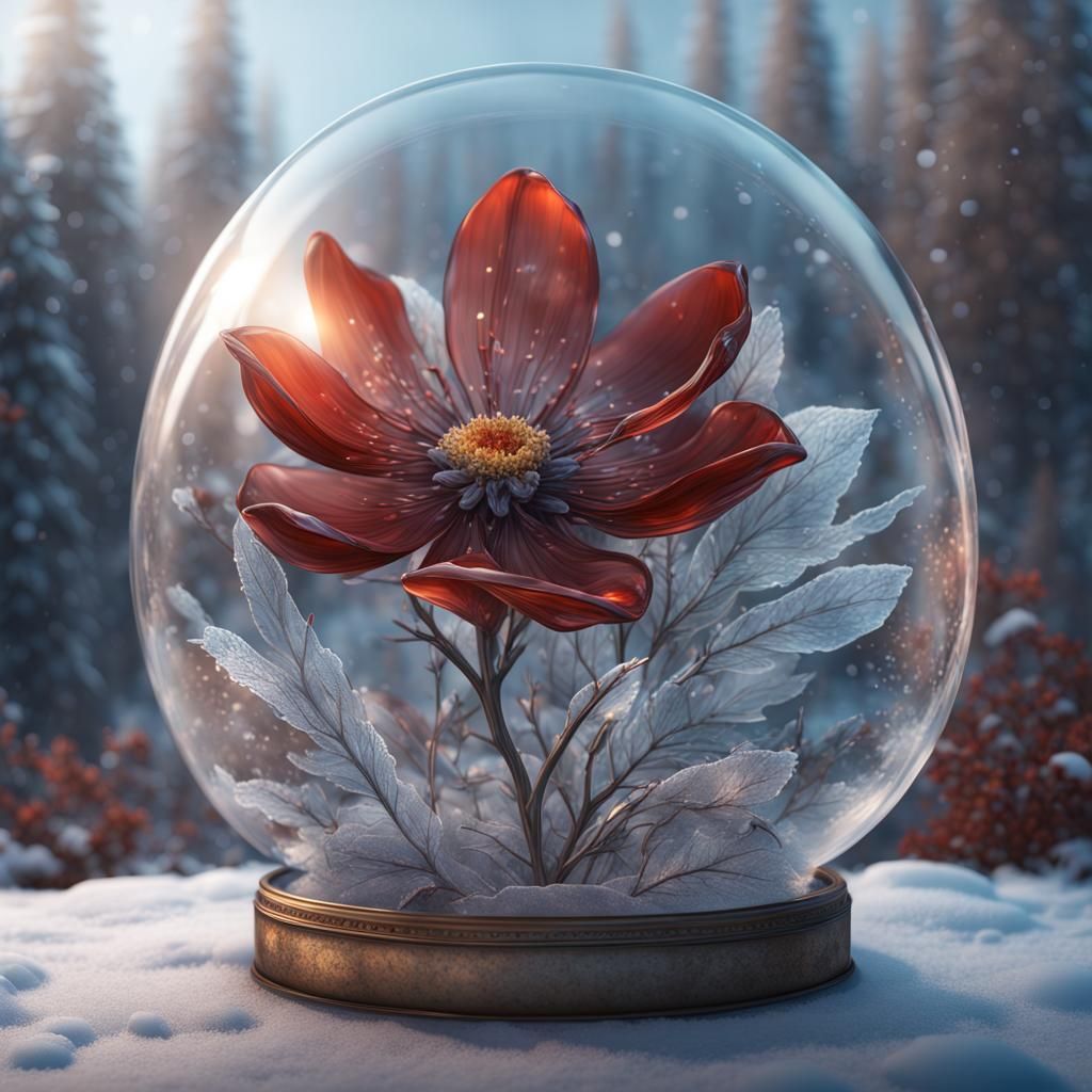 Winter Glass Flower in Detailed Matte Painting