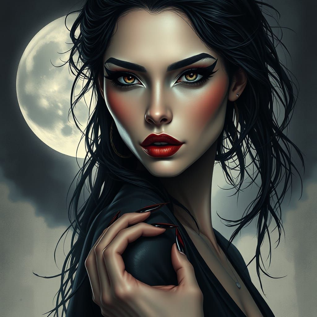 Ethereal Vampire Siren with Mysterious, Mesmerizing Eyes