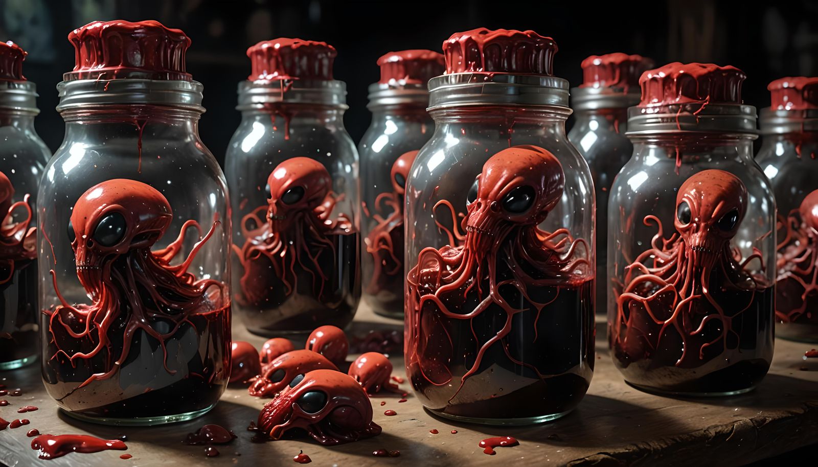 Hyperrealistic Jars of Alien Specimens in Candy Art Style