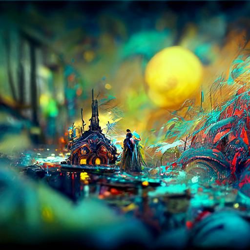 Victorian Couple in Gallery: Detailed Digital Matte Painting
