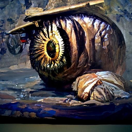 Eyelidless Face: Oil Painting in Gurney Style