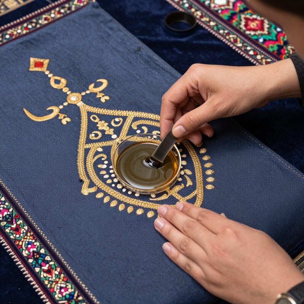 Masterful Islamic Illumination Art with Gold Leaf Techniques