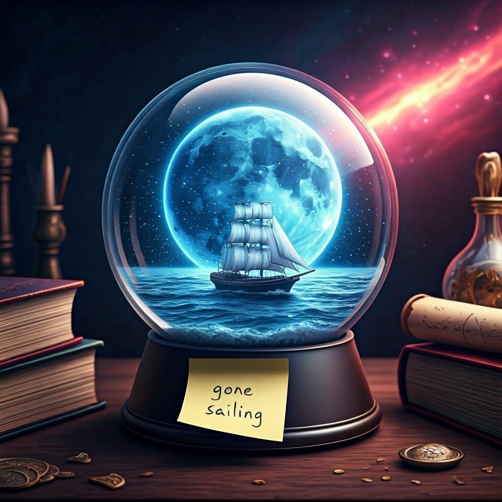 Enchanted Sailing Boat in 3D Snow Globe