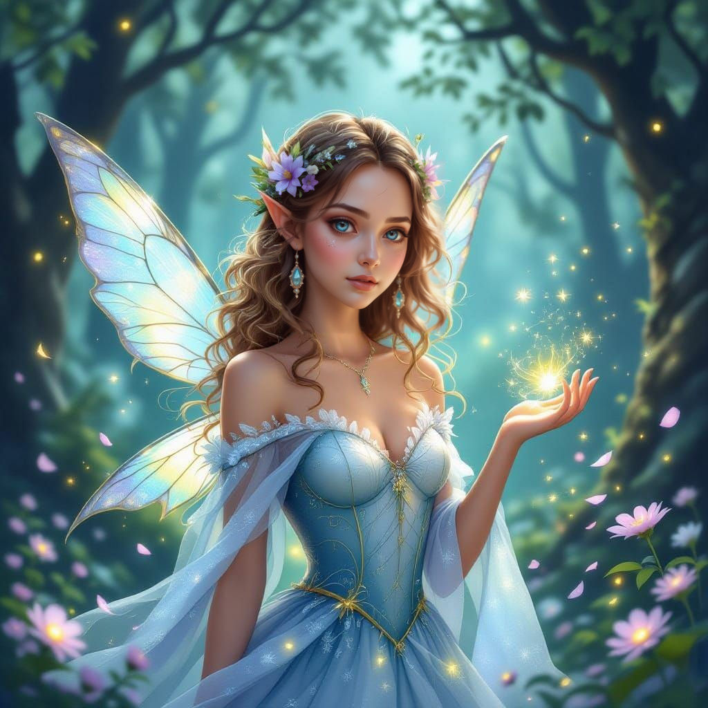 Enchanting Forest Fairy in Magical Light