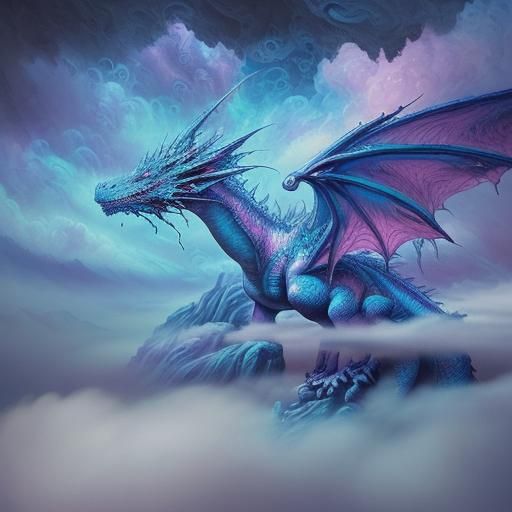 Magical Dragon in Dreamlike Cloudscape