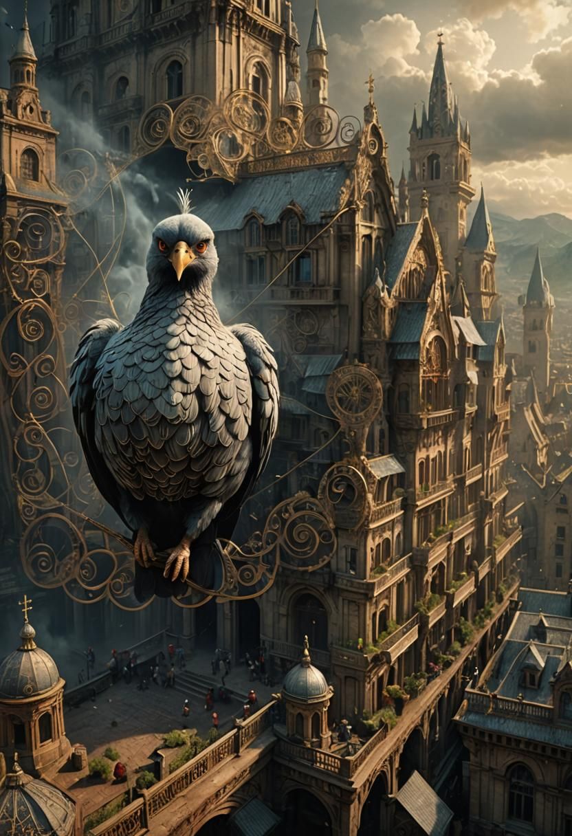 Dramatic Digital Painting of a Detailed Colombe