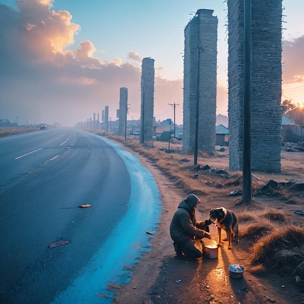 Man's Kindness to Dog: Matte Painting Concept Art