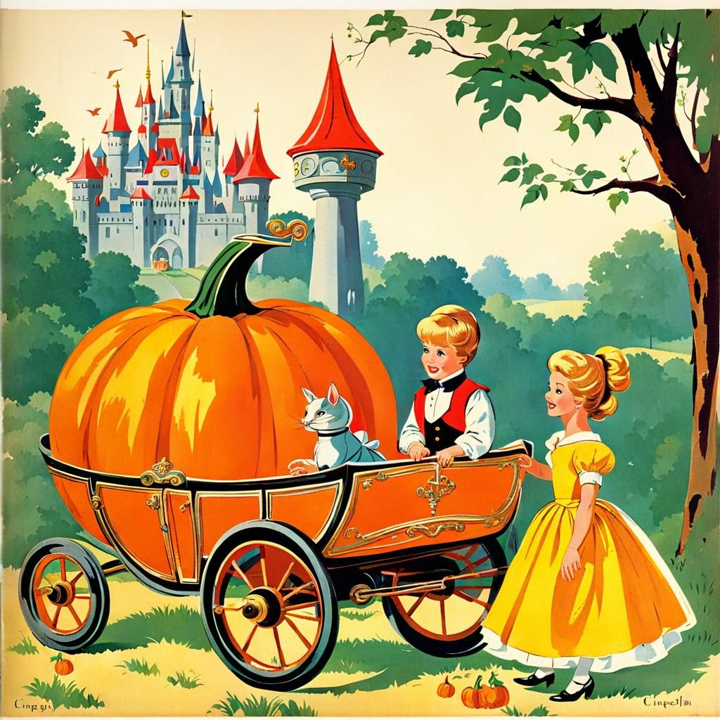 Cinderella's Pumpkin Carriage in 1960s Style