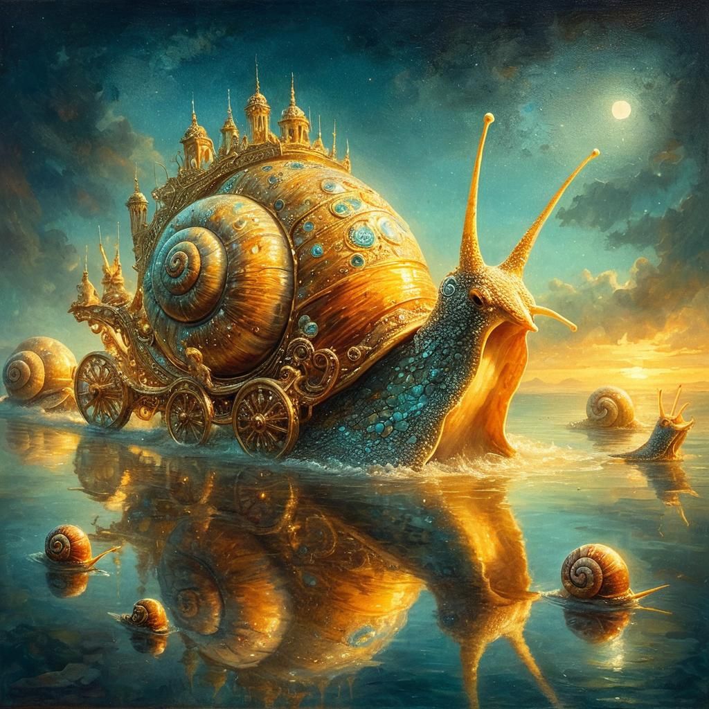 Royal amphibian snail chariot