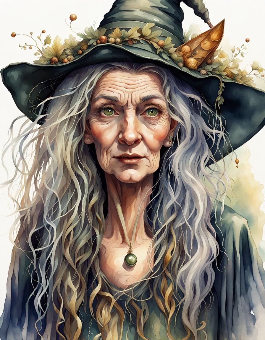 Whimsical Watercolour Witch Fantasy Masterpiece