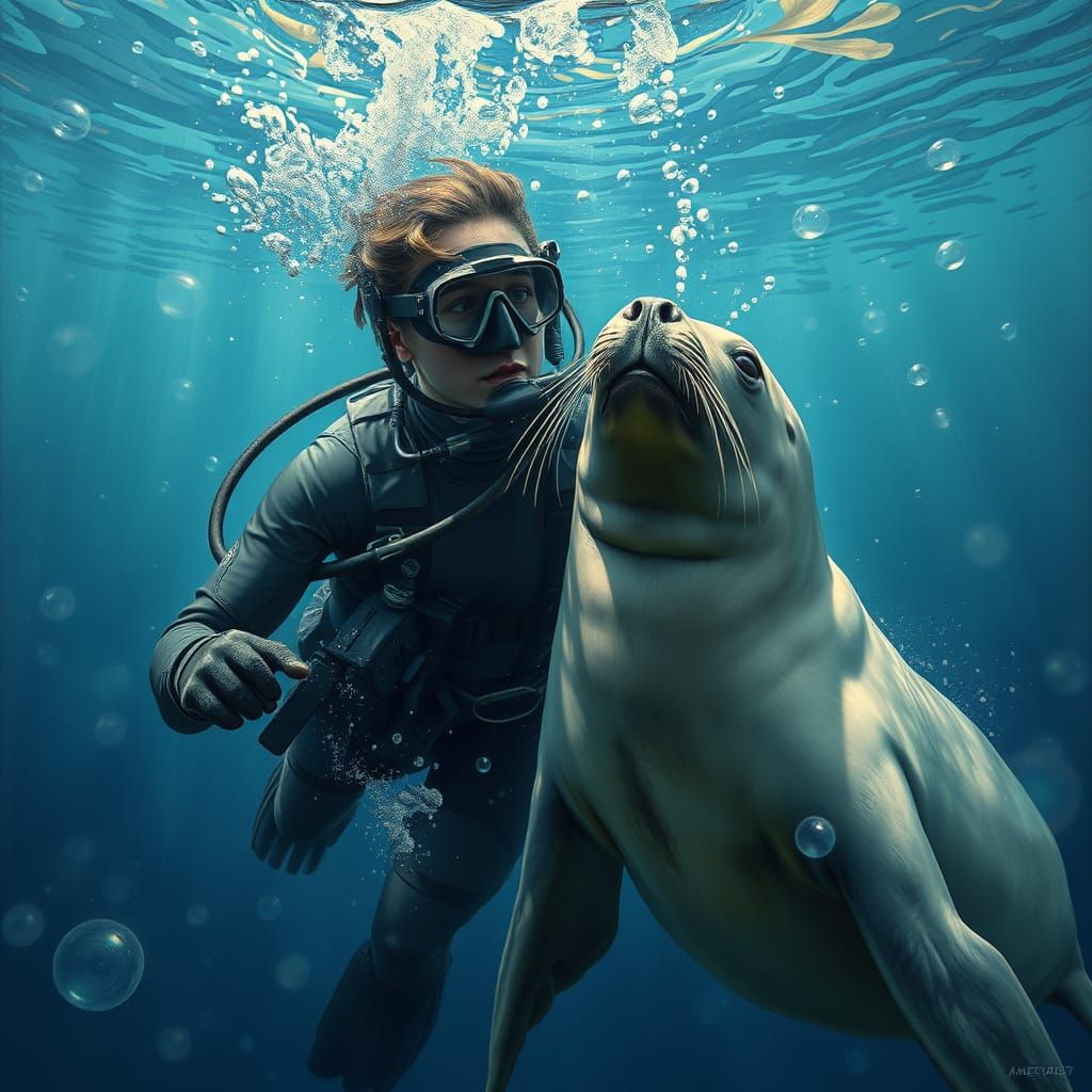 A diver meets a friendly seal 🦭