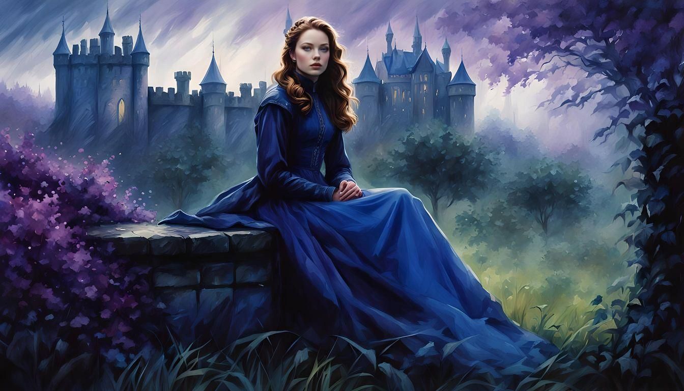 Rebecca Ferguson as Dark Academia Art, Watercolor Style