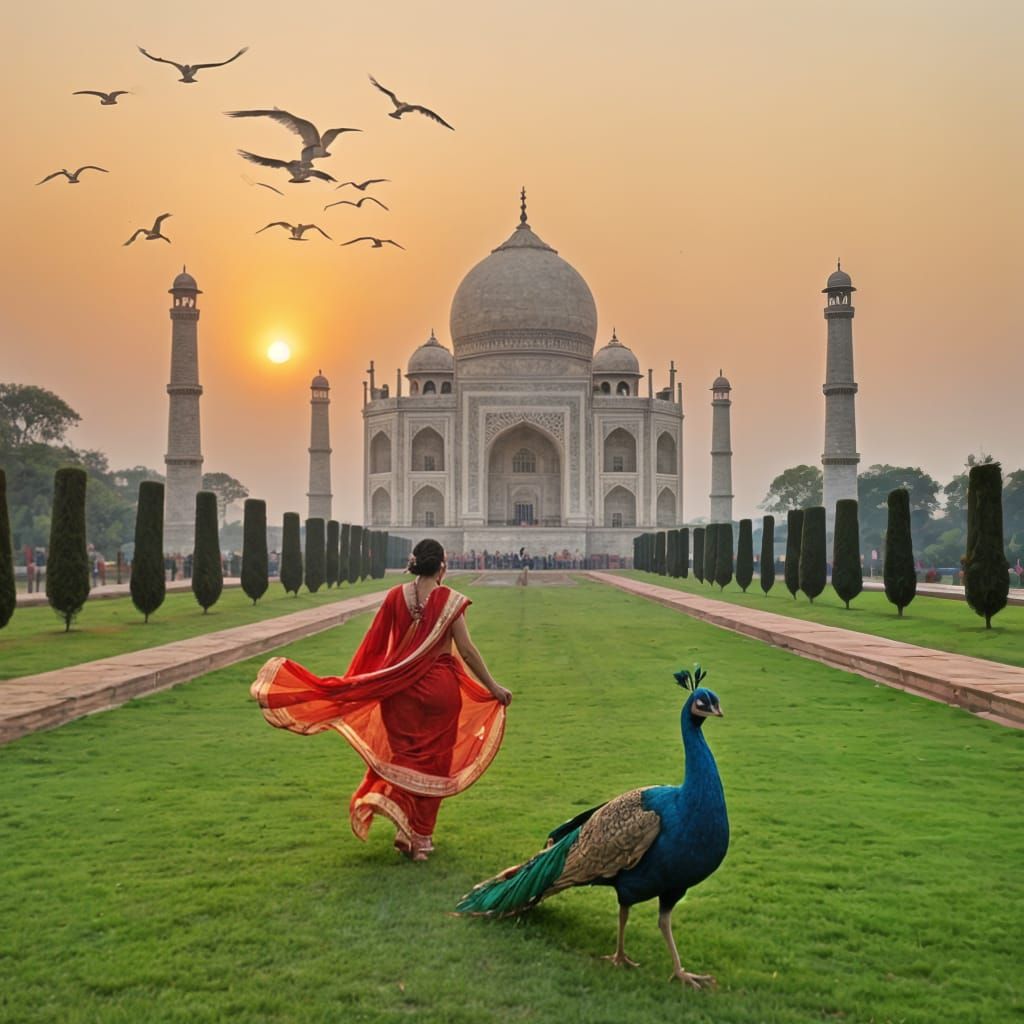 Romantic Sunrise at the Taj Mahal