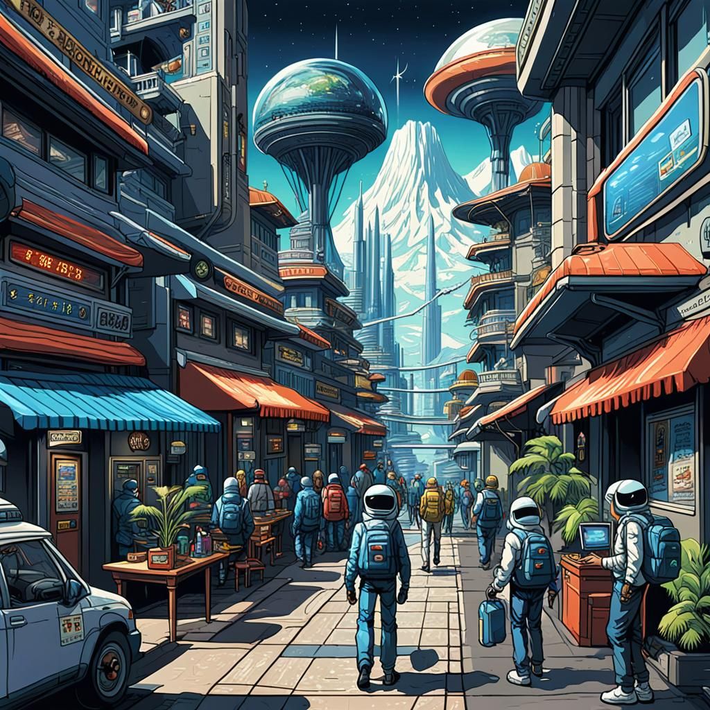 Space Alien Tourists in City: Neo Geo Style