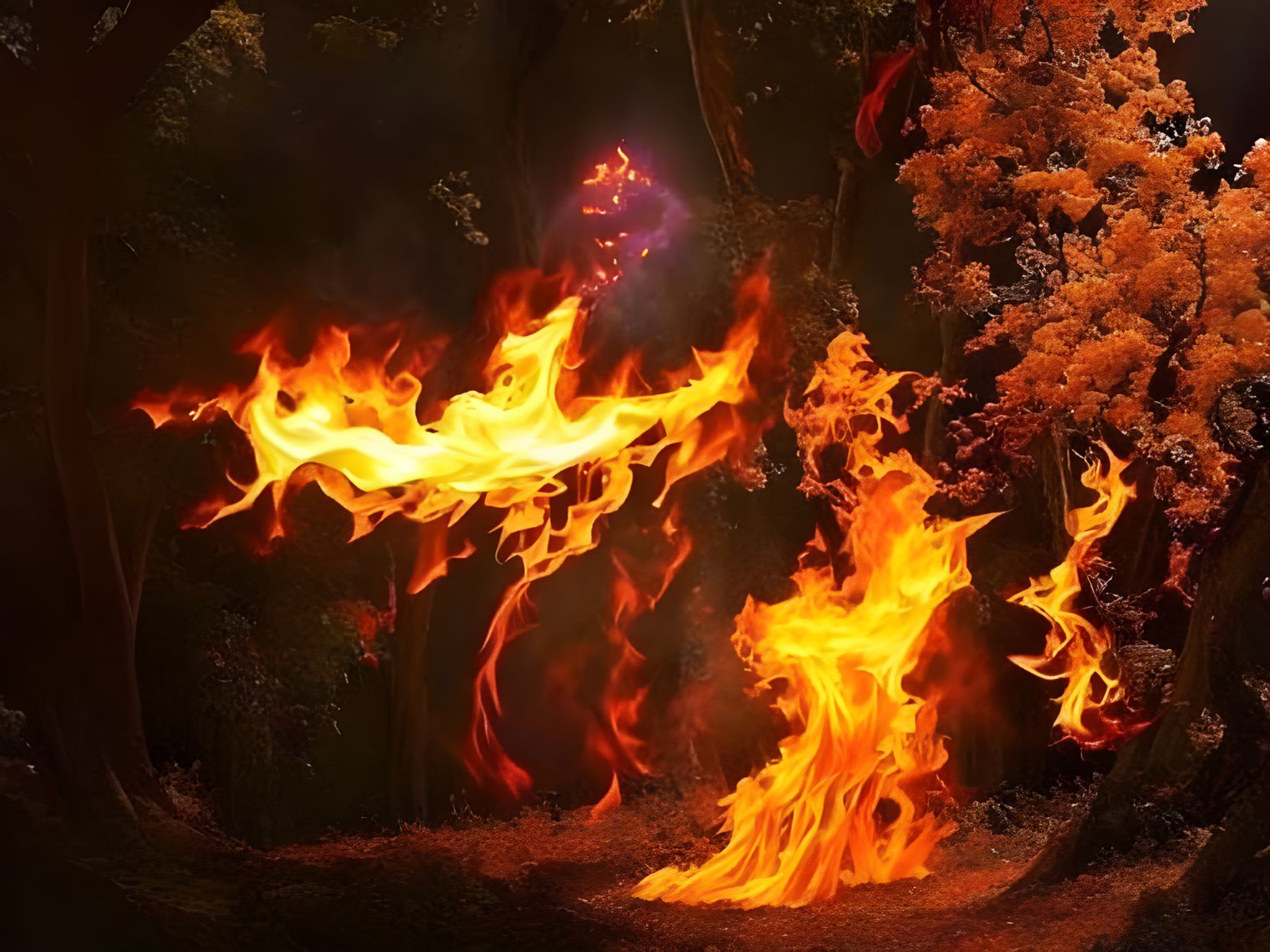 Dancing Flames: Colorful Fire Beings in Fantasy Art
