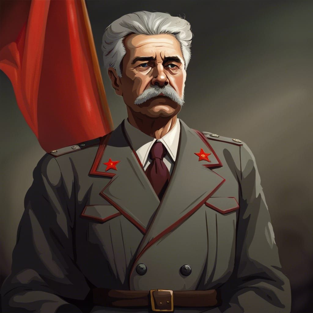 Realistic Soviet Dictator with Defiant Stare