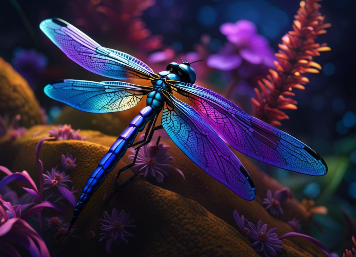 Fantasycore Dragonfly in Deep Blue and Purple