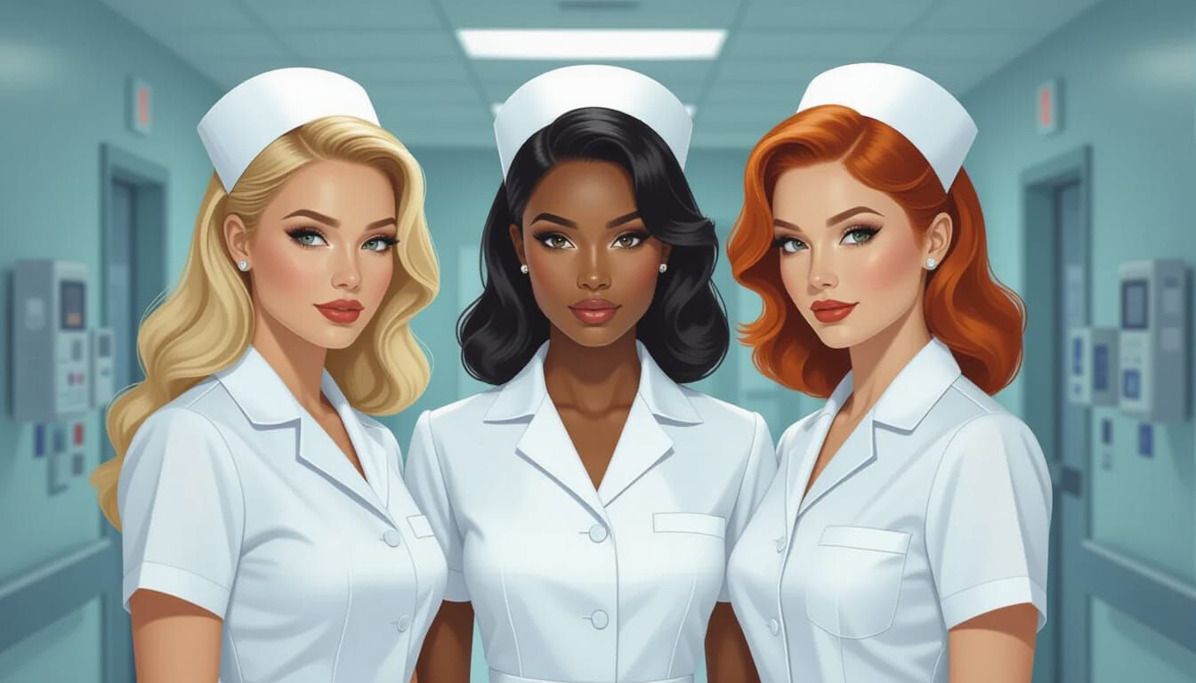 Photorealistic Nurses in Hospital Corridor