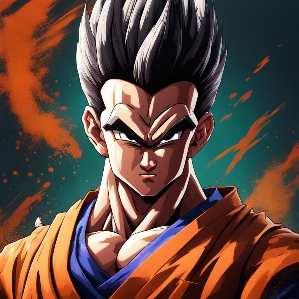 Hyperrealistic Gohan Splash Art Portrait
