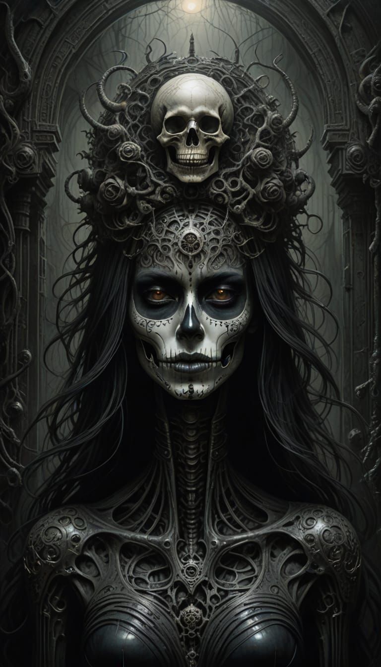 Dual Goddess of Life and Death with Macabre Beauty
