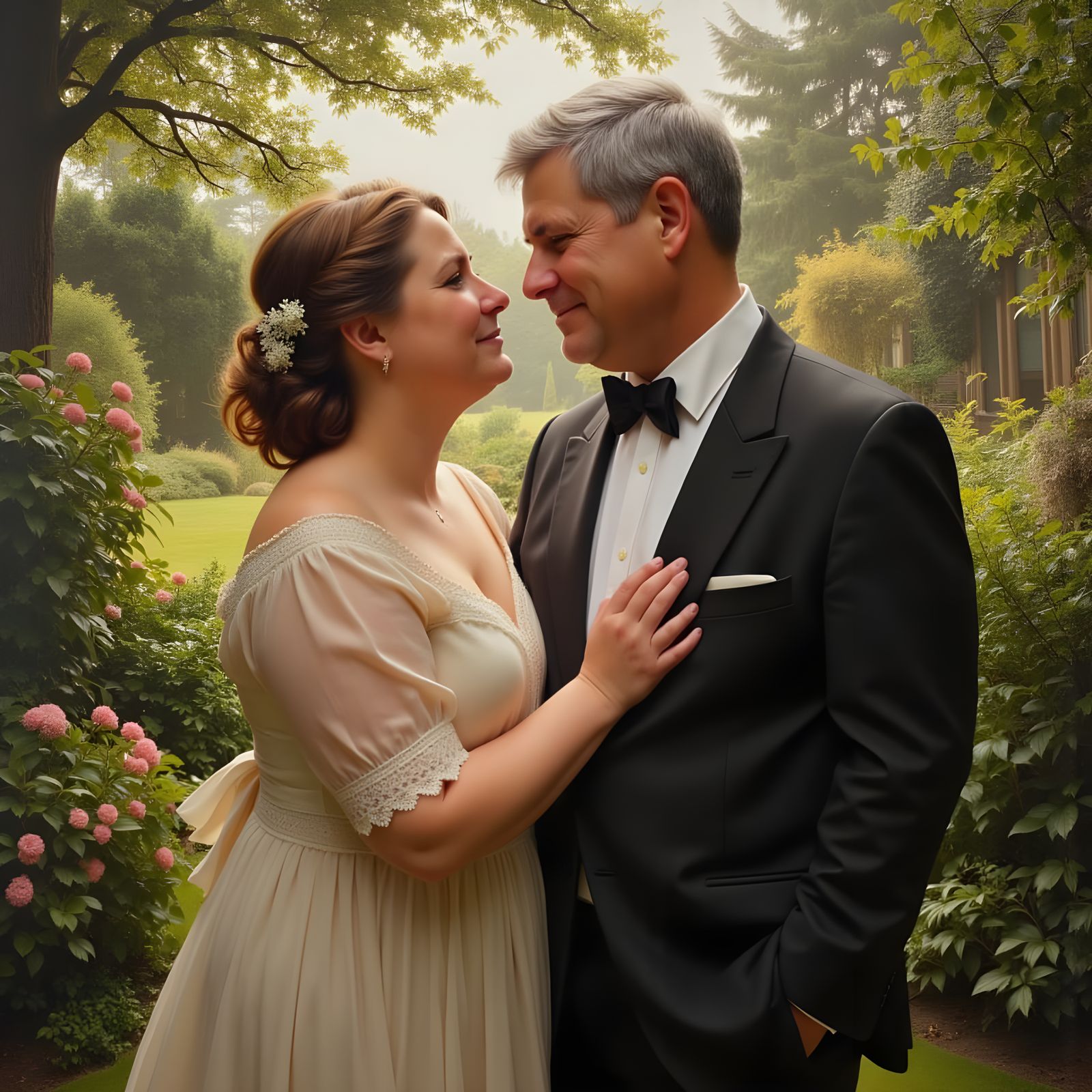 Victorian Romance in an English Garden: A Charming Couple