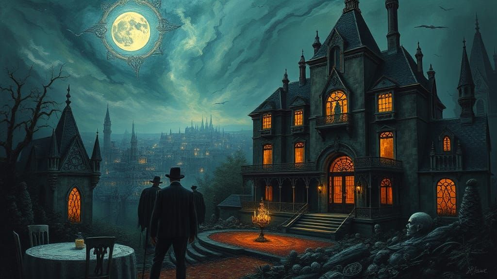 Macabre Masquerade in Impasto Style at Haunted House