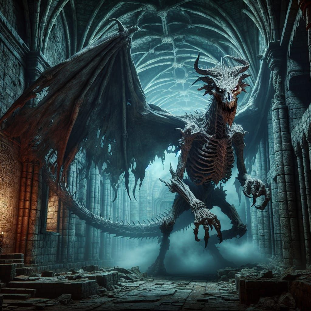 Ghoul Dragon Haunting an Ancient Dungeon