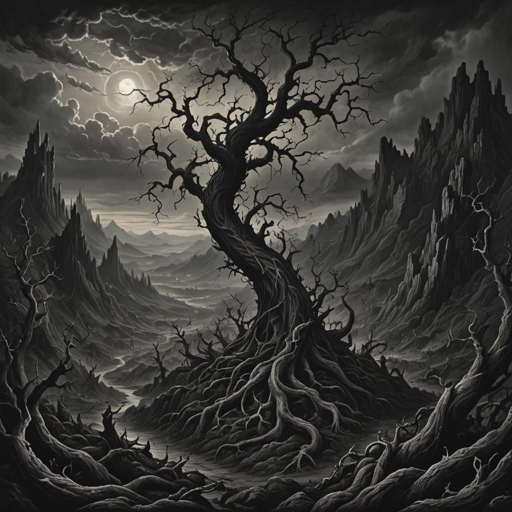 Nightmarish Landscape in Gustave Doré Style