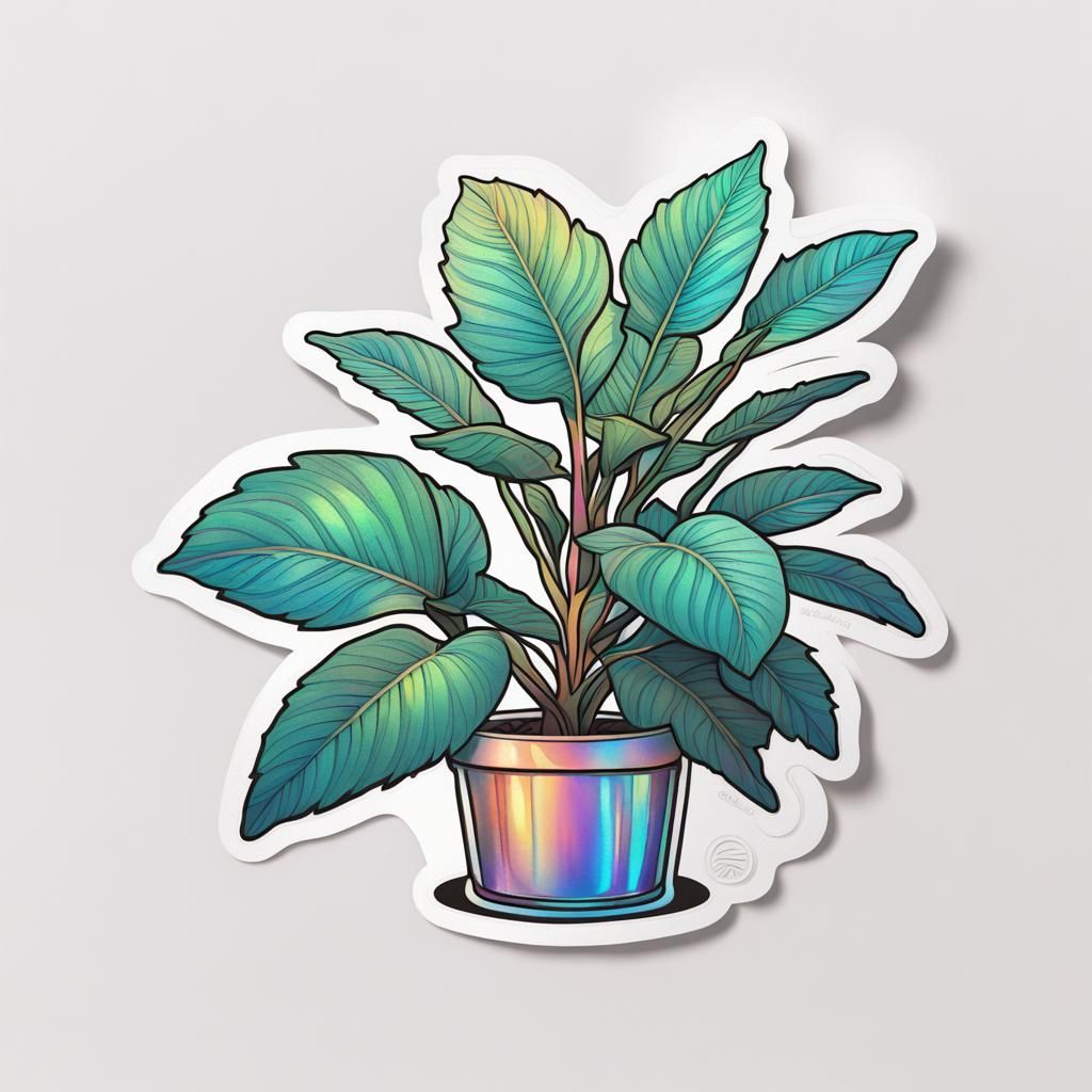 Holographic Zanzibar Plant Sticker on White