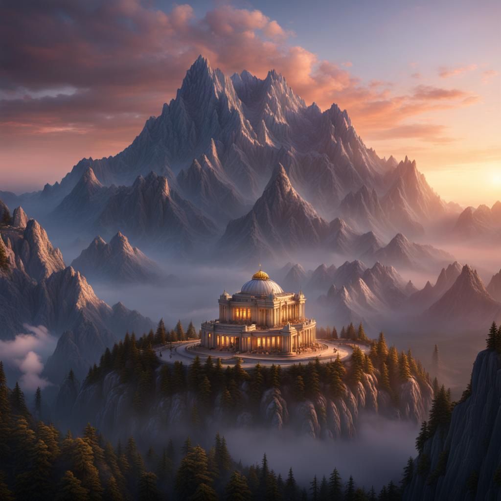 Mount Olympus at Dawn: Fantastical Matte Painting