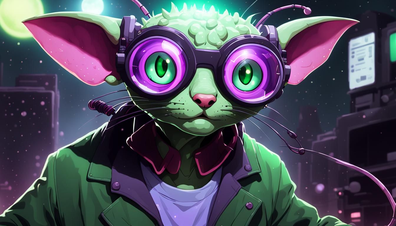 Cyberpunk Molerat Genius in Lab Coat