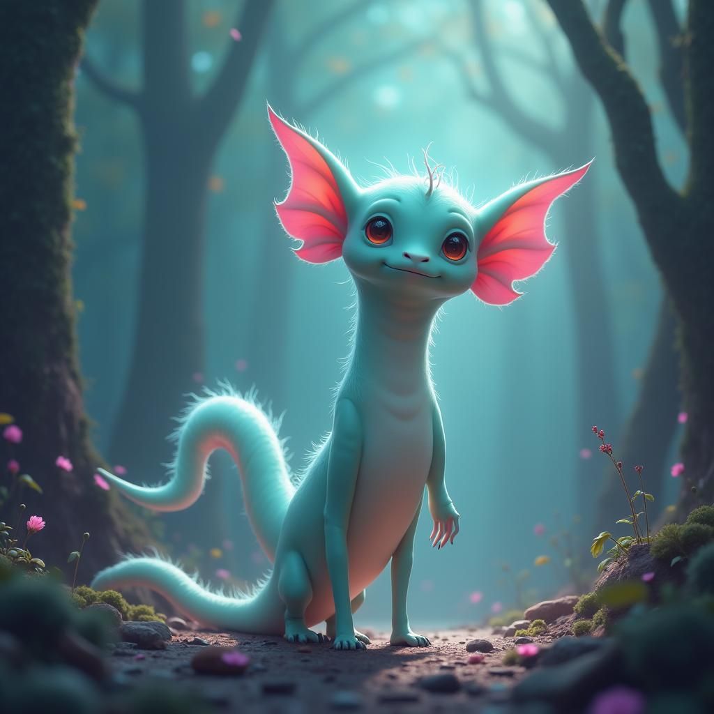 Cute Cartoon Monster with Slinky Neck