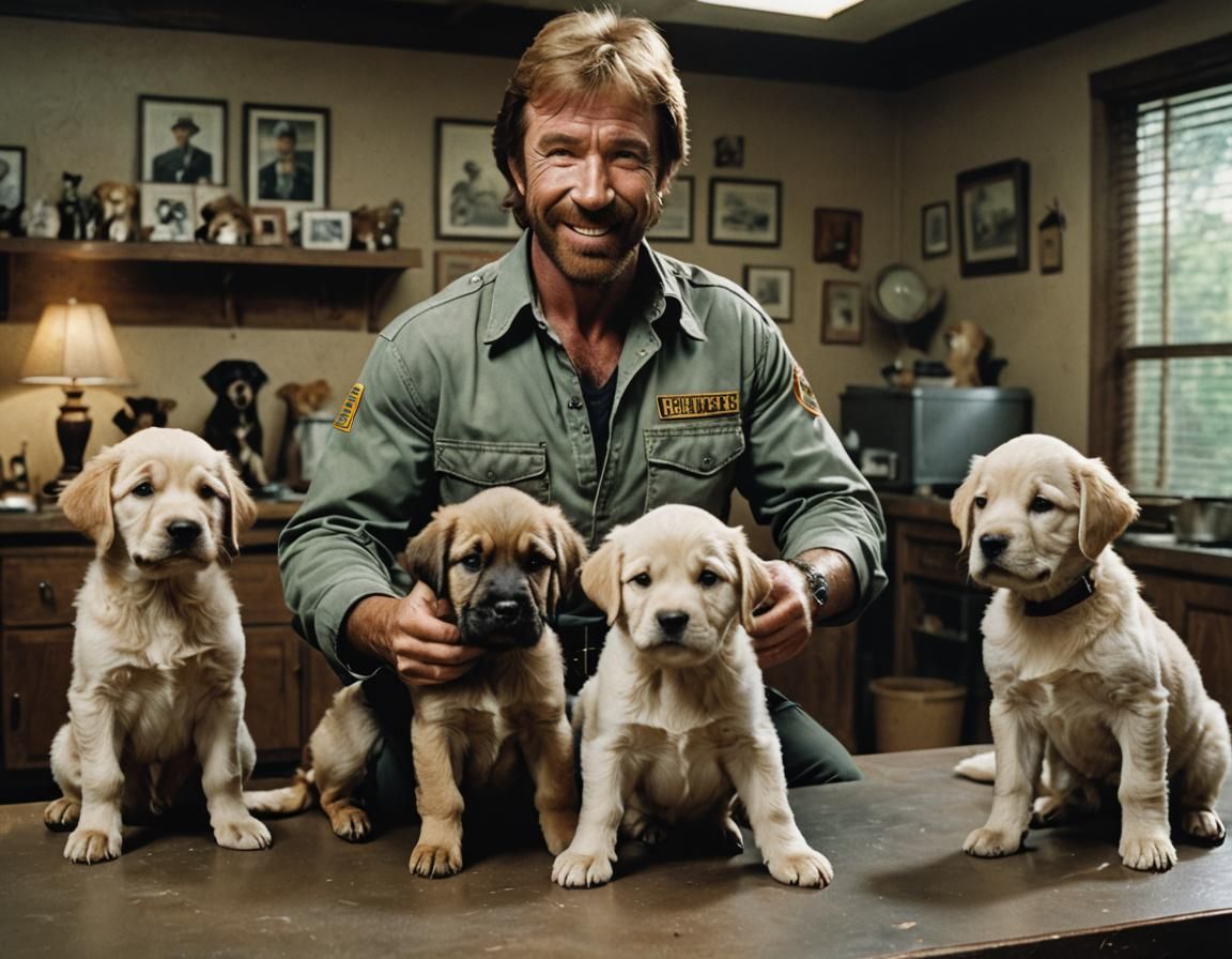 Chuck Norris and puppies