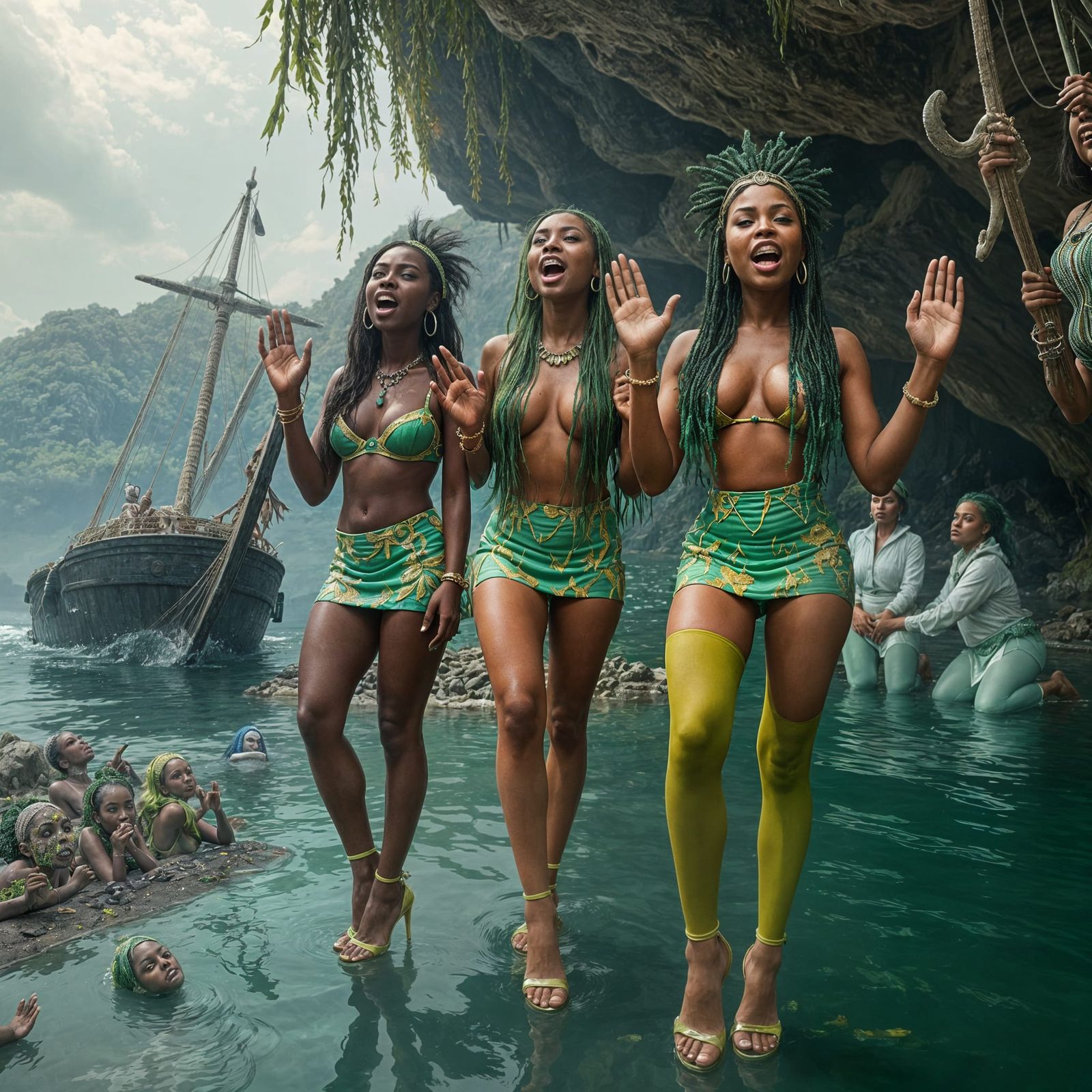 Photorealistic Sirens Mesmerize Sailors with Song