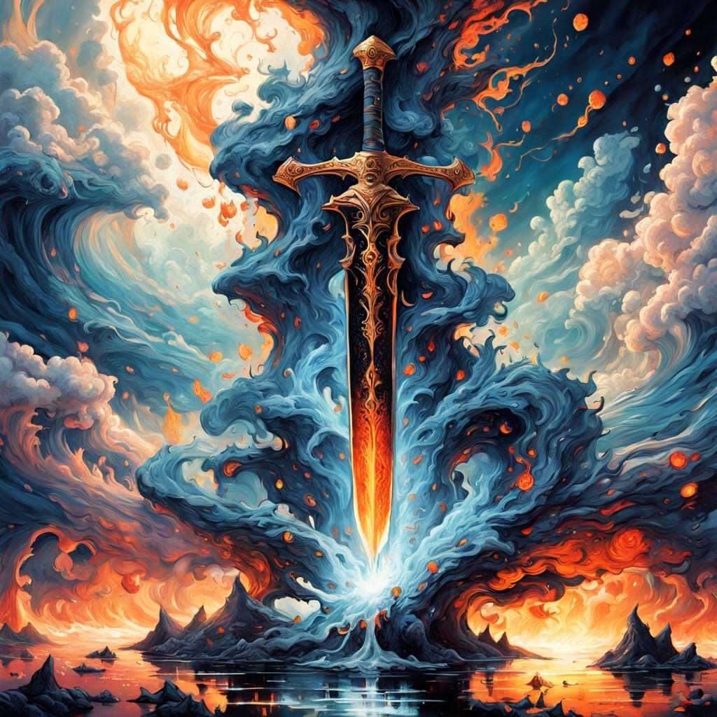 Surreal Lava Sword in Dreamlike Macro