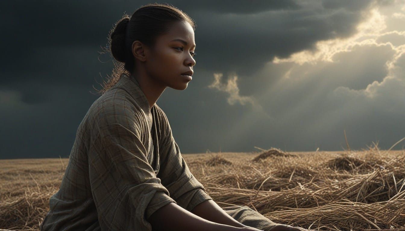 Darkly Ethereal Woman in a Haunting, Surreal Landscape