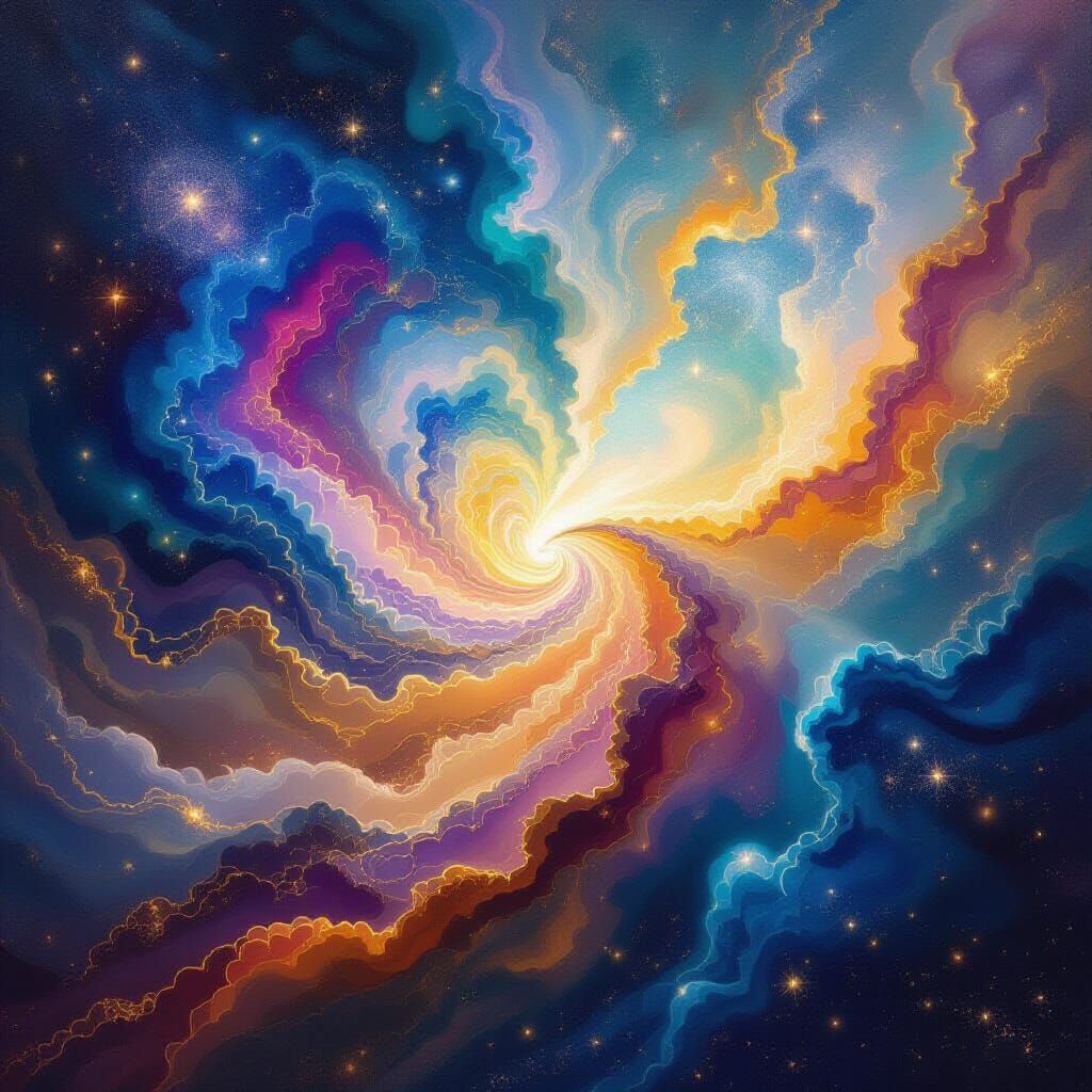 Cosmic Dance of Unity in Visionary Art Style